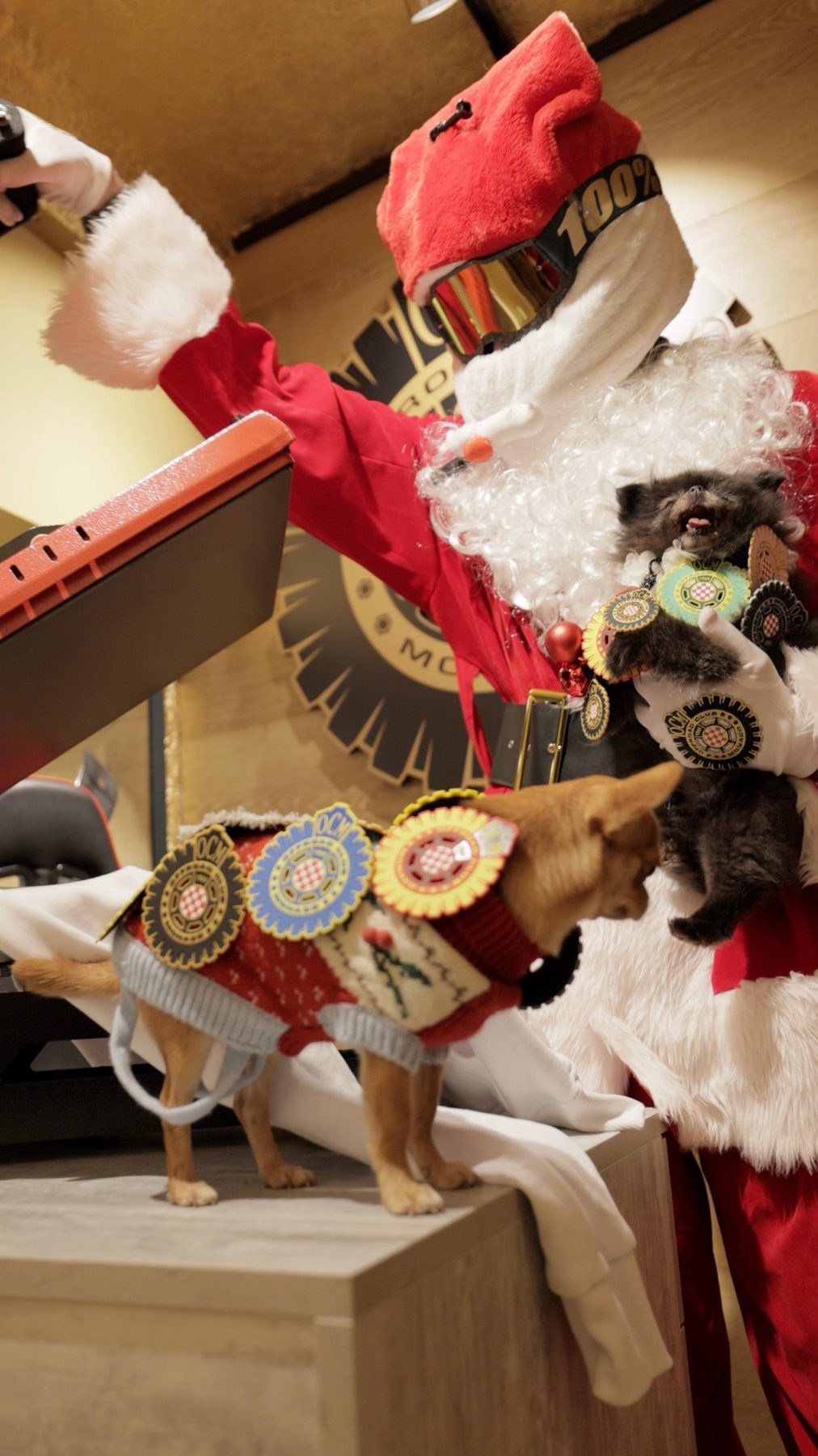 Babbo Natale OCM con i due cani in medaglie OCM