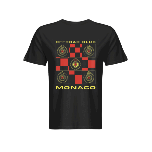 T-shirt ufficiale Offroad Club Monaco con bandiera Grand Prix nera