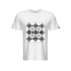 T-shirt ufficiale Offroad Club Monaco con scacchiera bianca