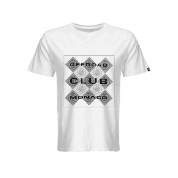 T-shirt ufficiale Offroad Club Monaco con scacchiera bianca