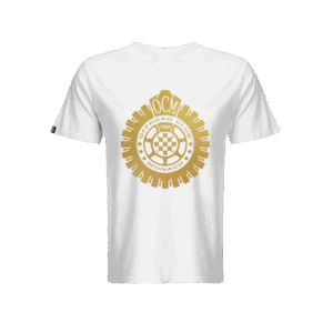 T-shirt premium collection bianca – vinile oro metallizzato