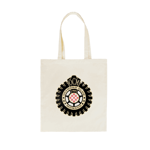 Tote bag bianca -  vinile nero & brillantini Offroad Club Monaco