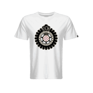 T-shirt premium collection bianca – vinile nero & brillantini