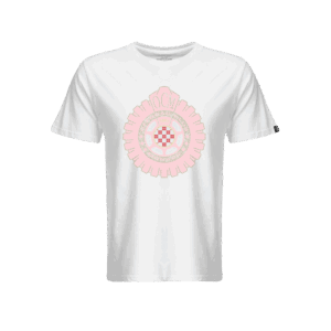 T-shirt premium collection bianca – vinile rosa & brillantini