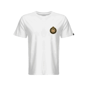T-shirt classic limited edition – bianca con patches ricamati oro